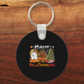 Happy Hallowthanksmas Herfst Christmas Halloween F Sleutelhanger (Voorkant)