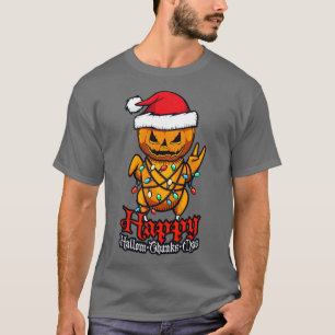 Happy HallowThanksMas Kerstmis Halloween Pompoen T-shirt