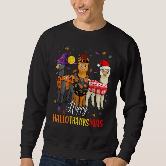 Happy HallowThanksMas  Llama Christmas Thanksgivin Trui (Voorkant)