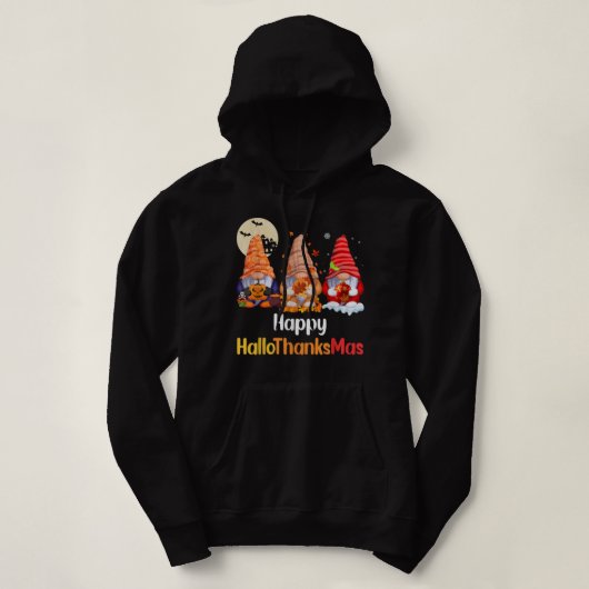 Happy Hallowthanksmas Santa Hat Pumpkin Turkey Gno Hoodie (Design voorkant)
