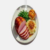 Happy Ham Diner Gepersonaliseerde Kerst Metalen Ornament (Voorkant Rechts)