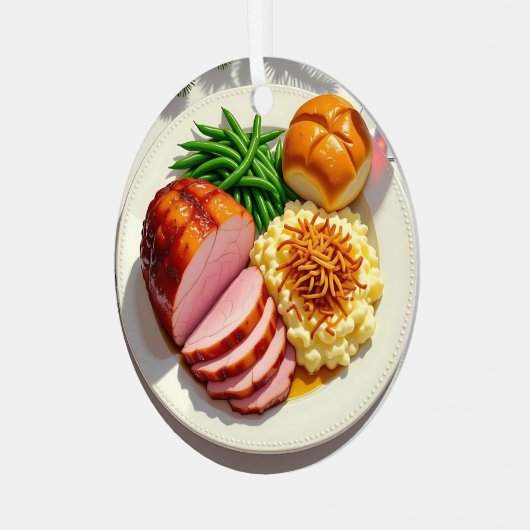 Happy Ham Diner Gepersonaliseerde Kerst Metalen Ornament (Voorkant links)