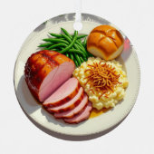 Happy Ham Diner Gepersonaliseerde Kerst Metalen Ornament (Voorkant)