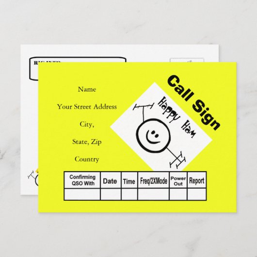 Happy Ham-Logo Ham-radio QSL-kaarten Briefkaart (Voorkant / Achterkant)