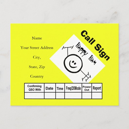 Happy Ham-Logo Ham-radio QSL-kaarten Briefkaart (Voorkant)