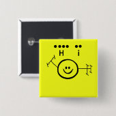Happy Ham Yellow Morse Code "Hi" Button (Voorkant /achterkant)