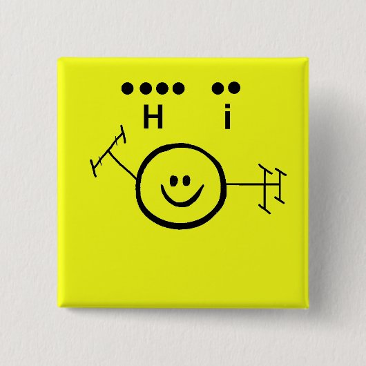 Happy Ham Yellow Morse Code "Hi" Button (Voorkant)