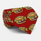 Happy Hamburger Funny BBQ Barbecue Grill Chef Dad Stropdas (Opgerold)