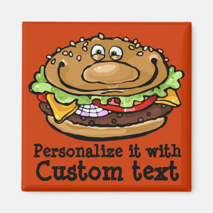 Happy Hamburger Funny BBQ Barbecue Grill Customize Magneet