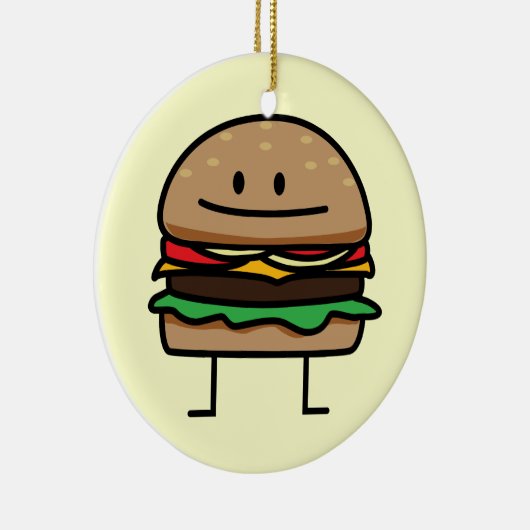 Happy Hamburger Keramisch Ornament (Rechts)