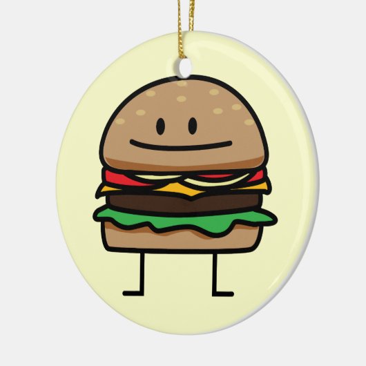 Happy Hamburger Keramisch Ornament (Links)