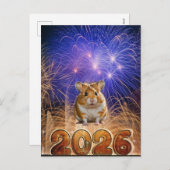 Happy Hammie New Year Holiday Postcard Feestdagenkaart (Voorkant / Achterkant)