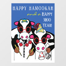 Happy HaMOOkah Happy Moo Year Window Cling
