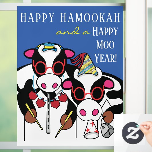 Happy HaMOOkah Happy Moo Year Window Cling Raamsticker (Huis)
