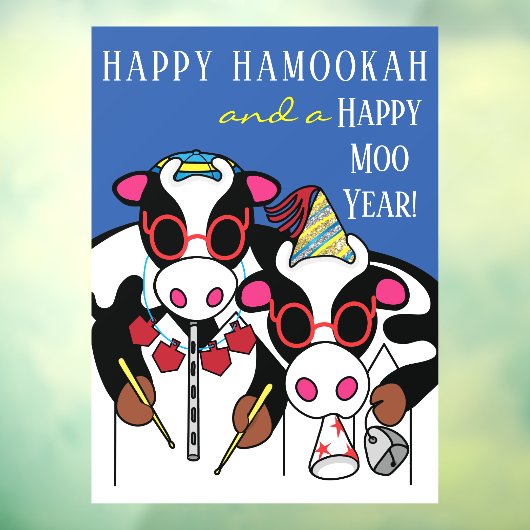 Happy HaMOOkah Happy Moo Year Window Cling Raamsticker (Vel 3)