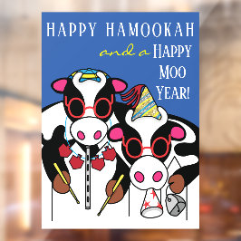 Happy HaMOOkah Happy Moo Year Window Cling Raamsticker