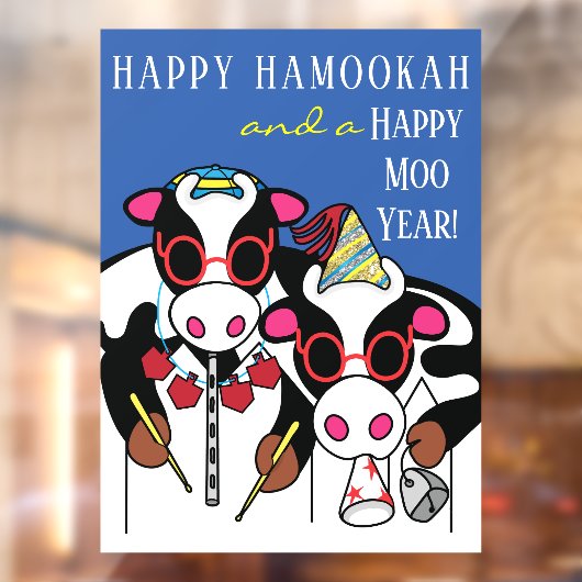 Happy HaMOOkah Happy Moo Year Window Cling Raamsticker (Vel 2)