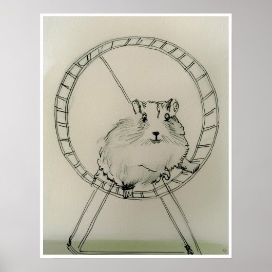 Happy Hamster Tekening - Kunstdruk Poster (Voorkant)