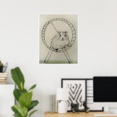 Happy Hamster Tekening - Kunstdruk Poster (Thuiskantoor)