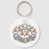 Happy Hamsters in Pastel Rings Sleutelhanger (Voorkant)