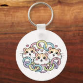 Happy Hamsters in Pastel Rings Sleutelhanger (Voorkant)