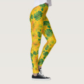 Happy Hand Drawn Monstera Gele Coördinaat Leggings (Rechts)