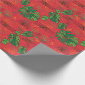 Happy Hand Drawn Monstera Red Coordinate Cadeaupapier (Hoek)