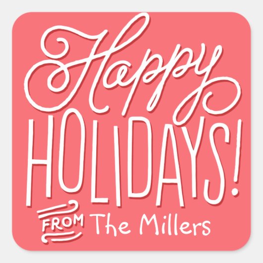 Happy Handwriting Holiday Gift Label ROOD (Voorkant)