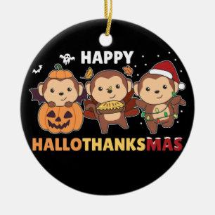 Happy Hanksmas apen kerstapen Cera Keramisch Ornament