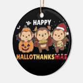 Happy Hanksmas apen kerstapen Cera Keramisch Ornament (Links)