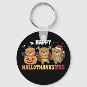 Happy Hanksmas Beaver-kerstbekertoets Sleutelhanger