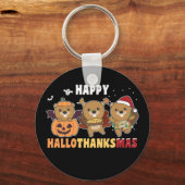 Happy Hanksmas Beaver-kerstbekertoets Sleutelhanger (Voorkant)