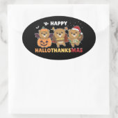Happy Hanksmas Beaver-kerstbever-klasse Ovale Sticker (Tas)