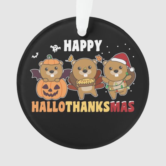 Happy Hanksmas Beaver-kerstbever Ornament (voorkant)