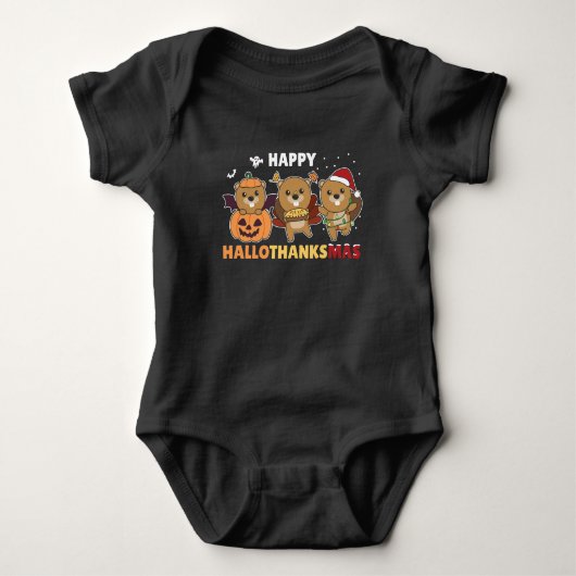 Happy Hanksmas Beaver-kerstbever Romper (Voorkant)