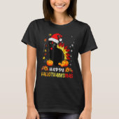 Happy Hanksmas Black Cat Halloween Thanksgi T-shirt (Voorkant)
