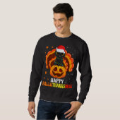 Happy Hanksmas Black Cat Lover Santa Pumpkin Trui (Voorkant volledig)