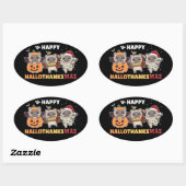 Happy Hanksmas Cat Kerstmis Elephant Classi Ovale Sticker (Vel)