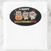 Happy Hanksmas Cat Kerstmis Elephant Classi Ovale Sticker (Tas)