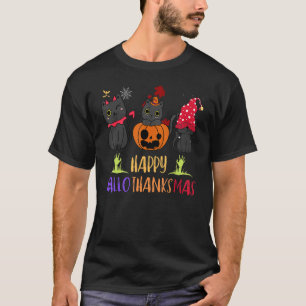 Happy Hanksmas Cat Vampire Santa Hat Pumpkin T-shirt