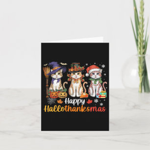 Happy Hanksmas Cats Halloween Thanksgiving C Kaart