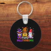 Happy Hanksmas Cute Gnomes Herfst Halloween Wo Sleutelhanger (Voorkant)