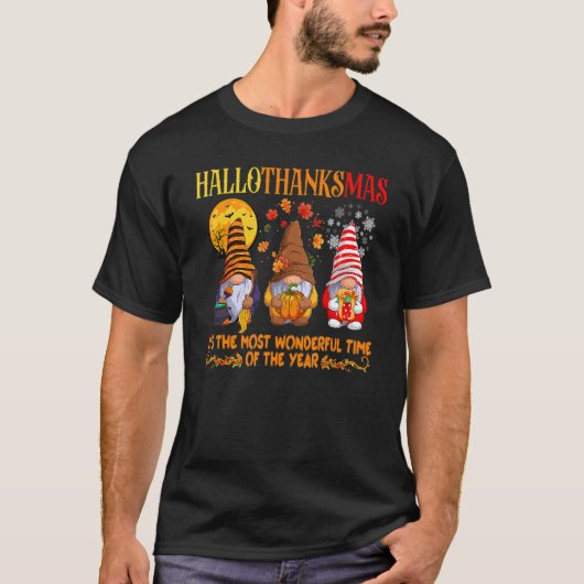 Happy Hanksmas Cute Gnomes Herfst Halloween Wo T-shirt (Voorkant)