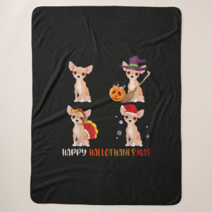 Happy Hanksmas Cute Witch Turkey Santa Sherpa Deken
