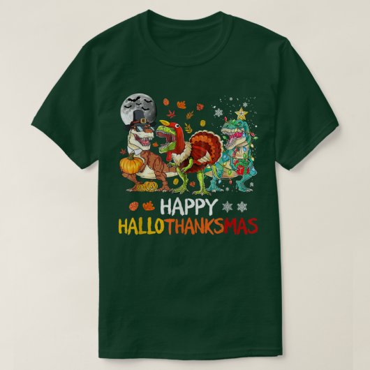 Happy Hanksmas Dinosaur TRe Halloween Christus T-shirt (Design voorkant)