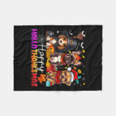 Happy Hanksmas Dogs Halloween Thanksgiving C Fleece Deken (Voorkant (Horizontaal))