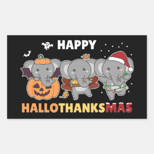 Happy Hanksmas Elephant Kerstolifant S Rechthoekige Sticker