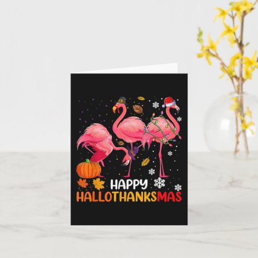Happy Hanksmas Flamingo Kaart (Gele Bloem)
