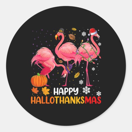 Happy Hanksmas Flamingo Ronde Sticker (Voorkant)