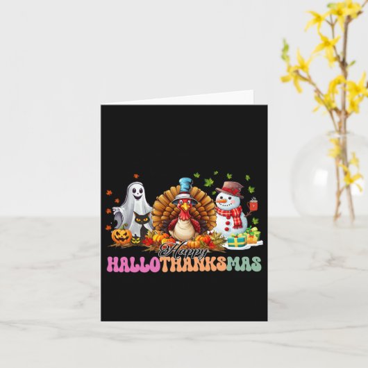 Happy Hanksmas Funny Halloween Thanksgiving Kaart (Gele Bloem)